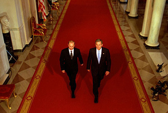 GW Bush and Vladimir Putin