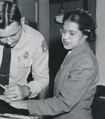 Rosa Parks being fingerprinted