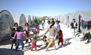 Refugees in a camp