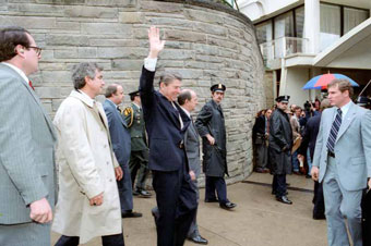 President Reagan just before he is shot
