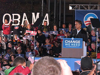 Barack Obama giving a speech