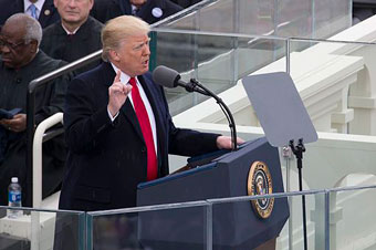 Donald Trump at teleprompter