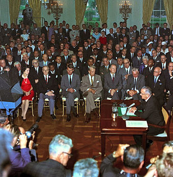 LBJ signing civil rights act