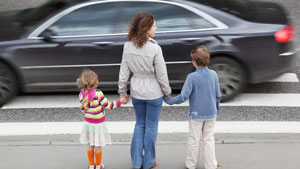 Pedestrians crossing the street
