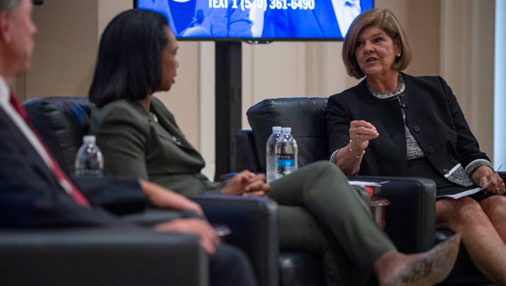 Ann Compton provided insightful questions during an event with Condoleezza Rice
