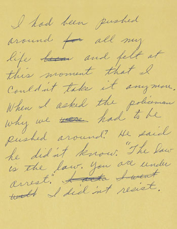 rosa parks handwritten note