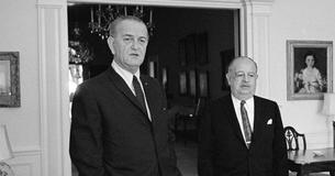 President Lyndon B. Johnson standing with Hon. Edwin Weisl Sr.