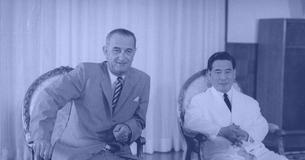 President Johnson sitting next to Ngô Đinh Diệm