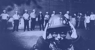 Police and protestors have a stand off in Chicago during the 1968 Democratic National Convention
