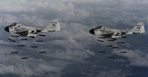 Planes dropping bombs in Vietnam