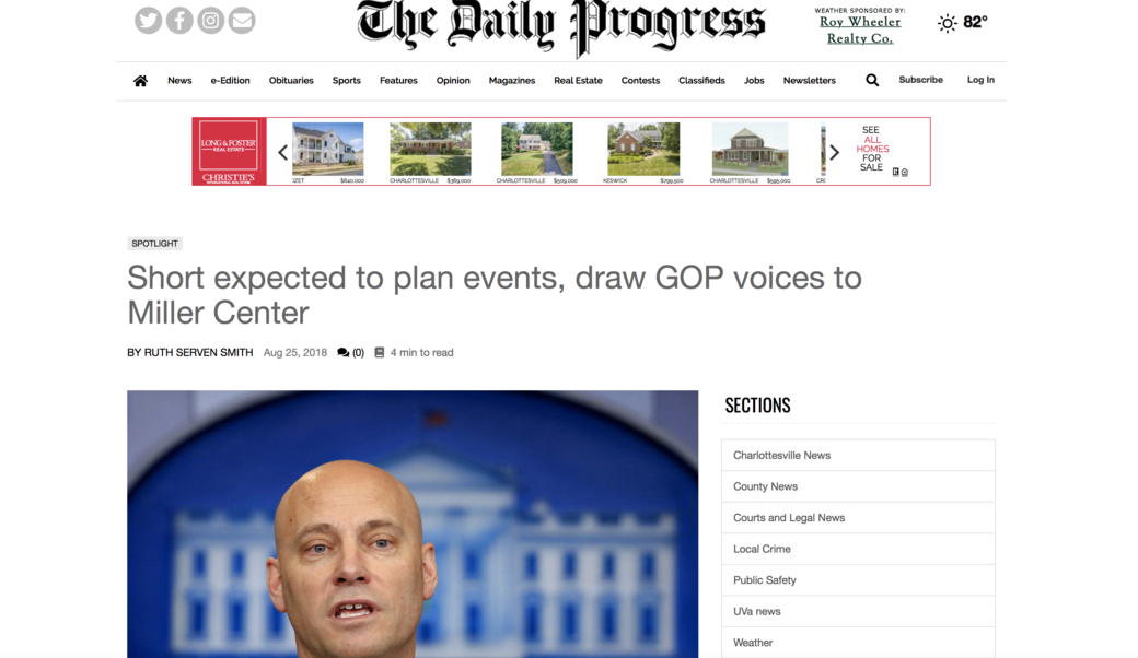 Marc Short in the Daily Progress