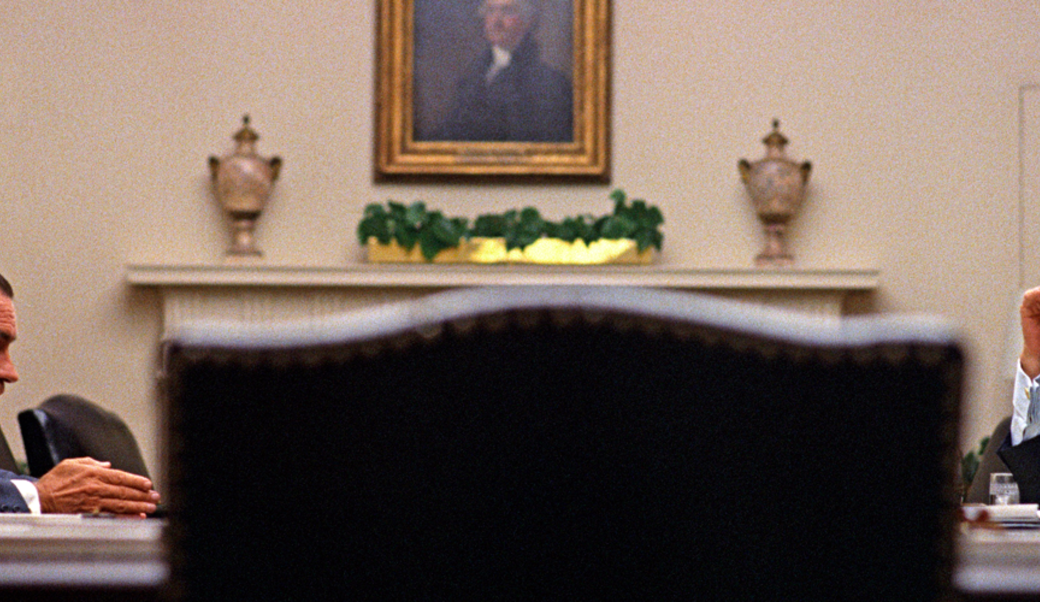 President Lyndon Johnson and Richard Nixon in 1968