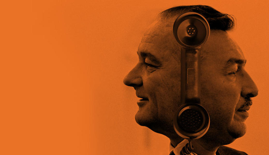 Lyndon Johnson and Adam Clayton Powell with profiles merged