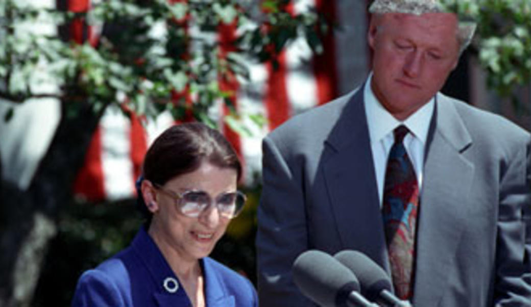 Announcement of Ruth Bader Ginsburg as nominee for Supreme Court