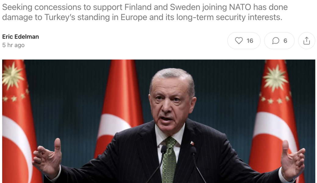 screenshot of Erdoğan at podium with Turkish flags in the background