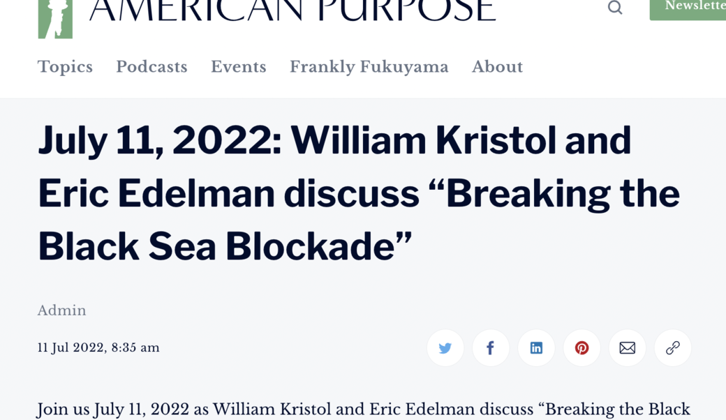 screenshot of American Purpose article headline