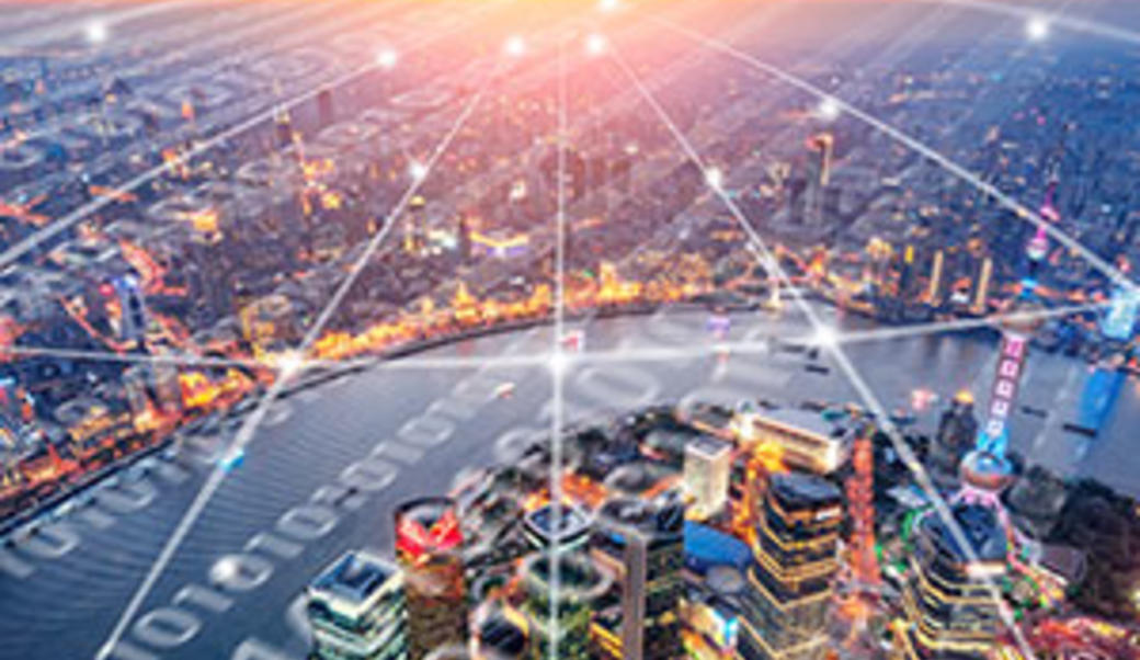 Shanghai skyline with numbers