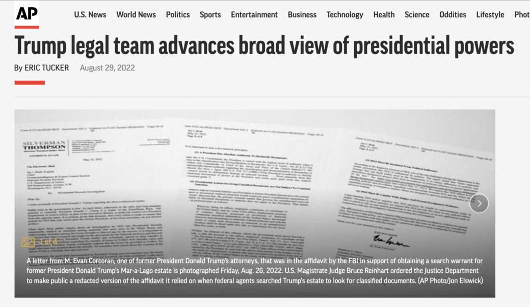 screenshot of AP article