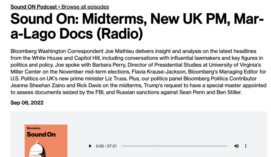 screen shot of podcast headline