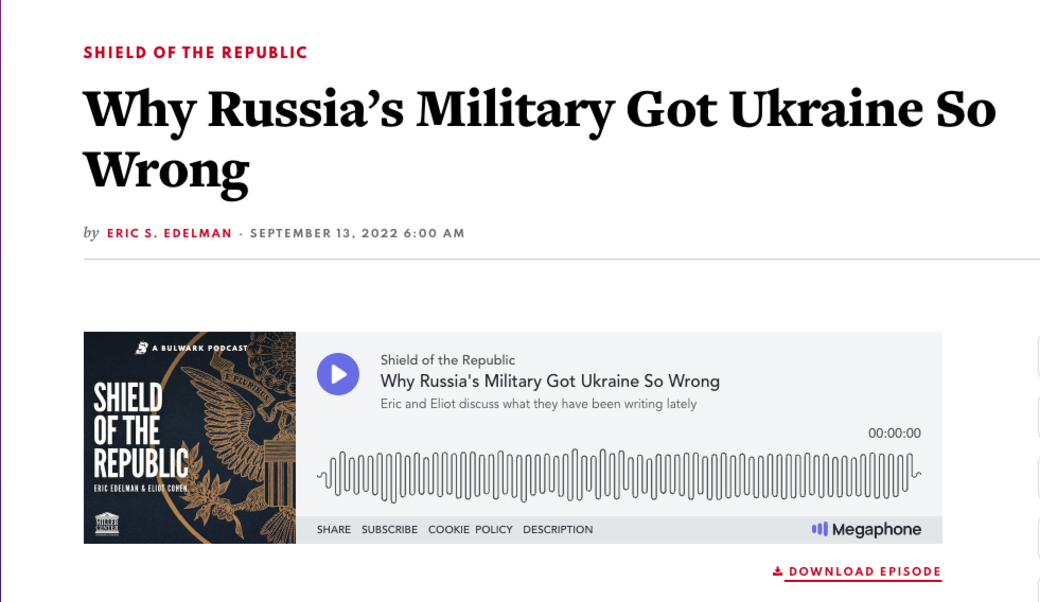 screenshot of Shield of the Republic podcast headline