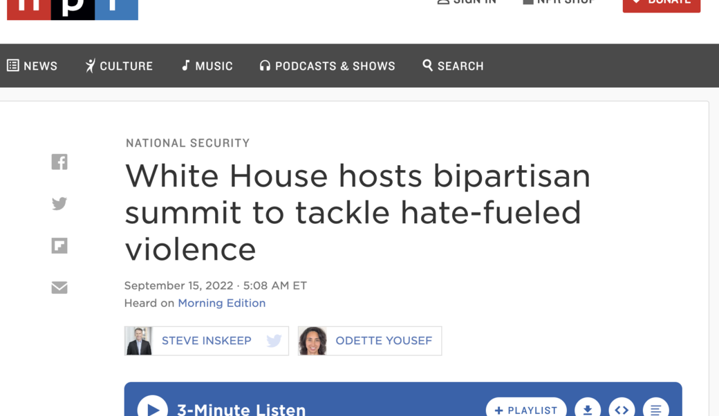 screenshot of NPR Morning Edition headline