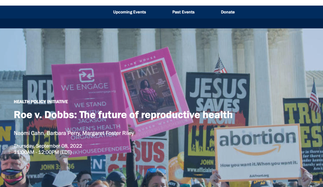 screenshot of Miller Center events posting showing photograph of protestors holding placards