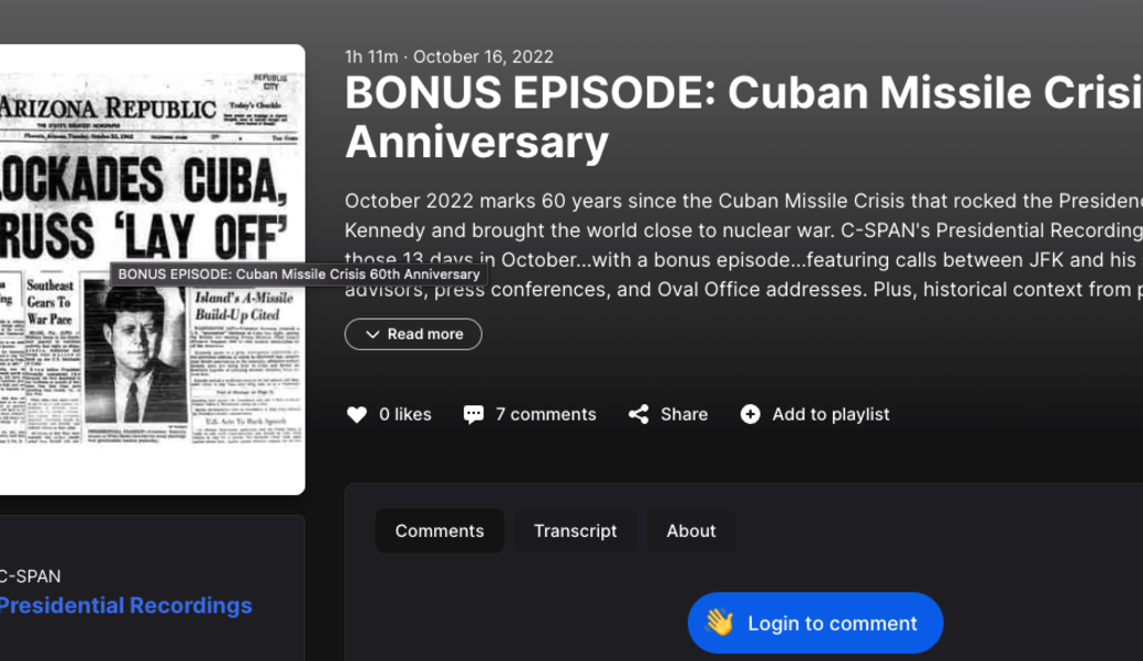 screenshot of ppodcast episode headline