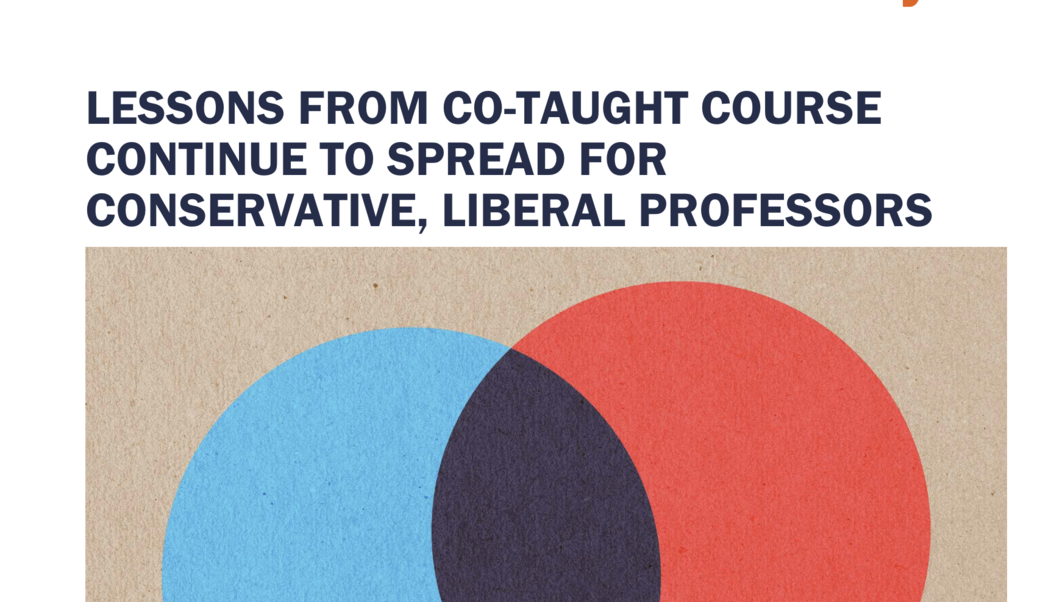 screenshot of article headline and image of red and blue Venn diagram