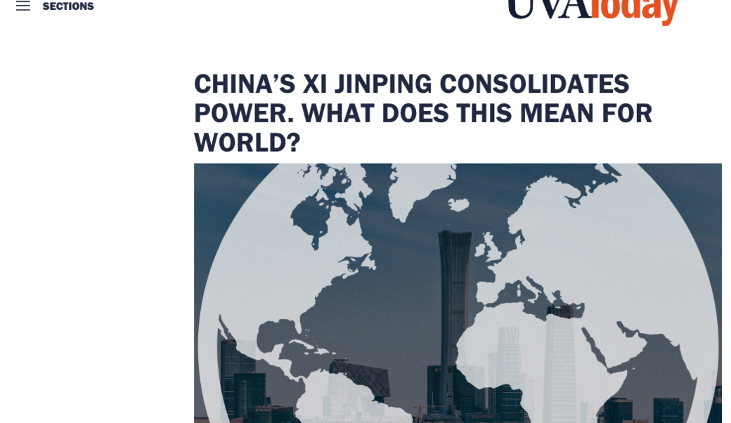 screenshot of article headline and image of world