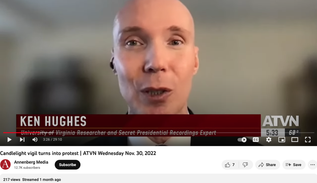 screenshot showing Ken Hughes in Annenberg Media interview