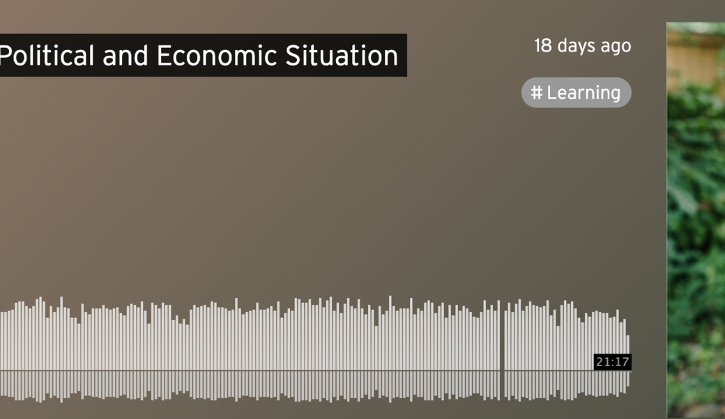screenshot of podcast title and photograph of Cristina Lopez-Gottardi Chao