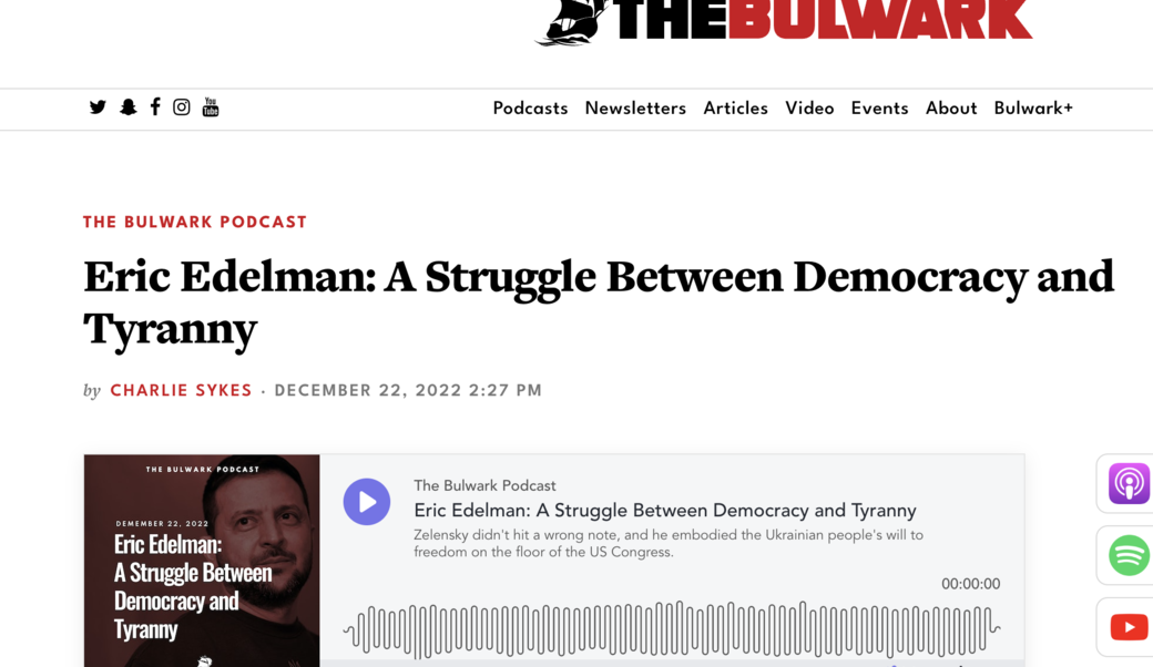 screenshot of podcast title and image of Ukrainian President Zelenksy