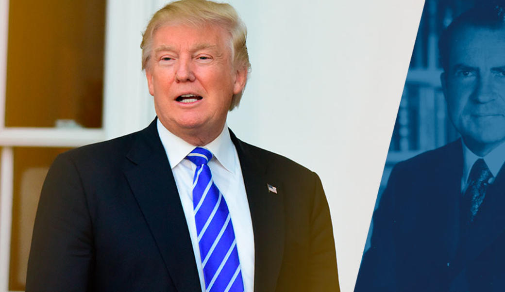 Donald Trump with Richard Nixon in the background