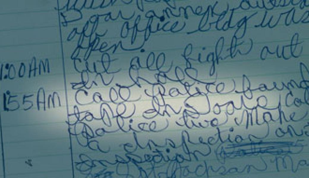 Detail of hadwritten log book