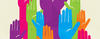 Hands raised to illustrate democracy